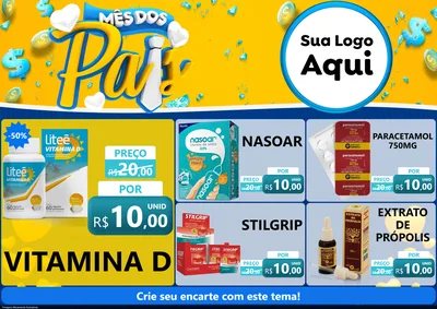 Modelo de Encarte para Encarte A4 Horizontal com o tema Mês dos Pais para Farmácia