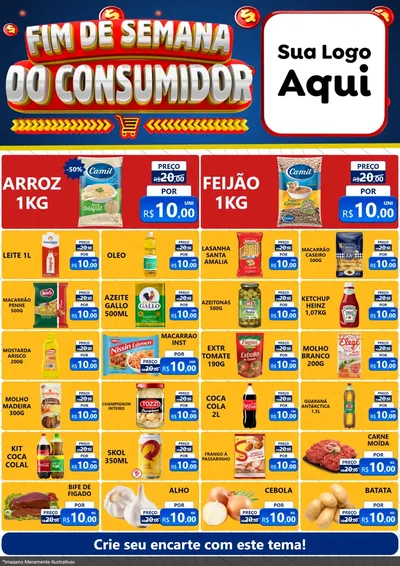 Modelo de Encarte para Encarte A4 Vertical com o tema Fim de Semana do Consumidor para Supermercado
