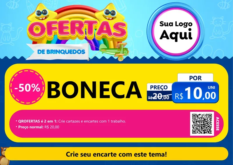 Modelo de Cartaz para Cartaz A4 Horizontal com o tema Ofertas de brinquedos para Brinquedos