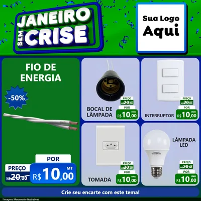 Modelo de Rede Social para Feed Facebook com o tema Janeiro Sem Crise para Materiais Elétricos
