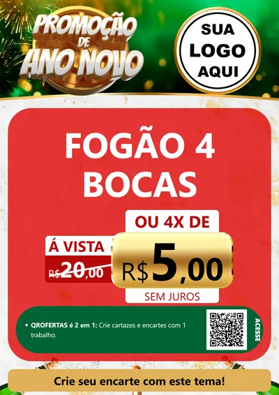 Modelo de Cartaz para Cartaz A4 Vertical com o tema Promoção de Ano Novo para Móveis e Eletro