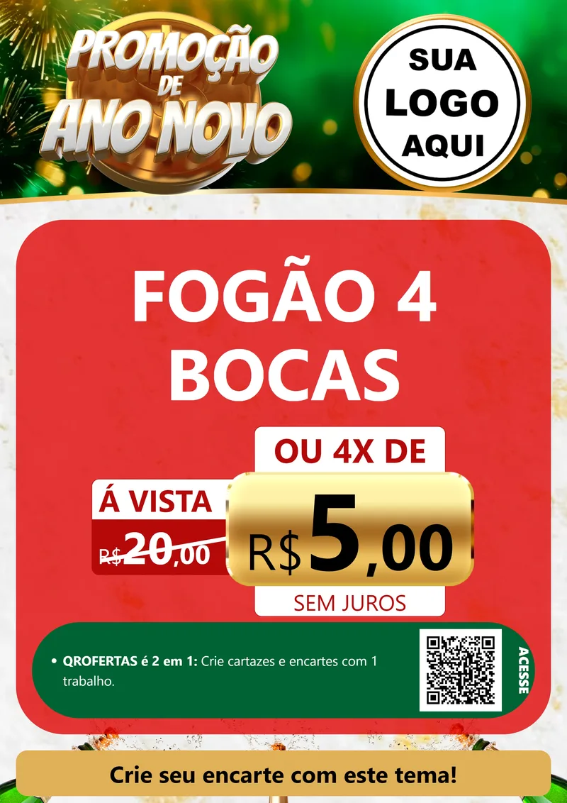 Modelo de Cartaz para Cartaz A4 Vertical com o tema Promoção de Ano Novo para Móveis e Eletro