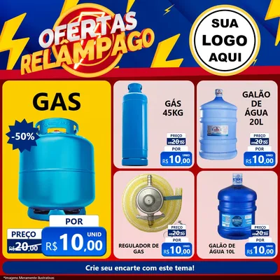 Modelo de Rede Social para Feed Facebook com o tema Ofertas Relâmpago para Água e gás