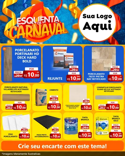 Modelo de Rede Social para Feed Instagram com o tema Esquenta de Carnaval para Pisos e revestimentos