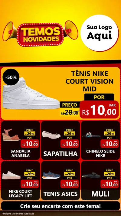 Modelo de Rede Social para Stories com o tema Temos Novidades para Calçados