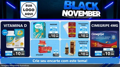Modelo de TV para TV Horizontal com o tema Black November para Farmácia