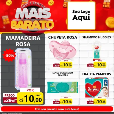 Modelo de Rede Social para Feed Facebook com o tema Mais Barato para Bebês