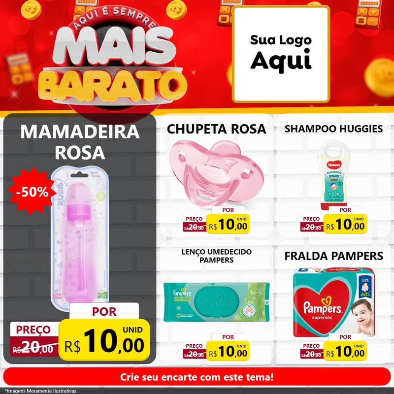 Modelo de Rede Social para Feed Facebook com o tema Mais Barato para Bebês