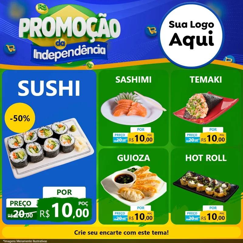 Modelo de Rede Social para Feed Facebook com o tema Promoção da Independência para Comida japonesa