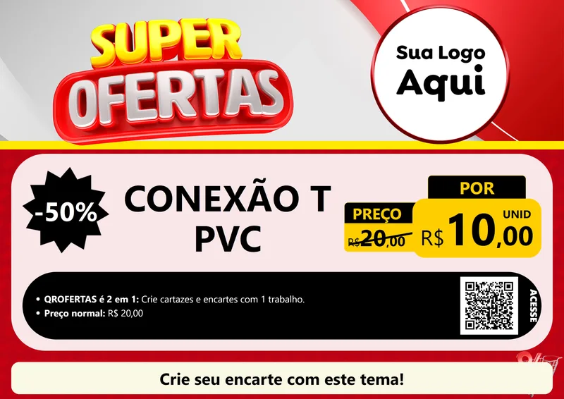 Modelo de Cartaz para Cartaz A4 Horizontal com o tema Super Ofertas para Tubos e conexões