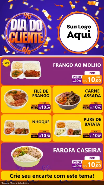 Modelo de TV para TV Vertical com o tema Dia do Cliente para Restaurante
