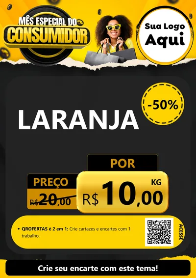 Modelo de Cartaz para Cartaz A4 Vertical com o tema Mês Especial do Consumidor para Hortifrúti