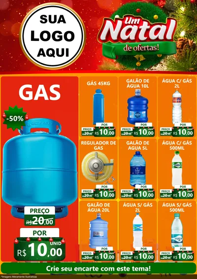 Modelo de Encarte para Encarte A4 Vertical com o tema Um Natal de Ofertas para Água e gás
