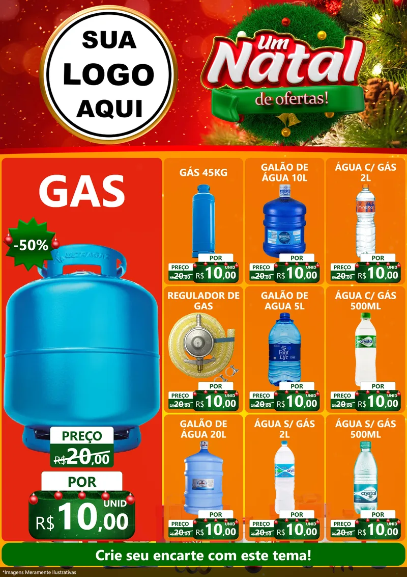 Modelo de Encarte para Encarte A4 Vertical com o tema Um Natal de Ofertas para Água e gás