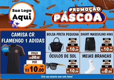 Modelo de Encarte para Encarte A4 Horizontal com o tema Promoção Páscoa para Roupas e acessórios