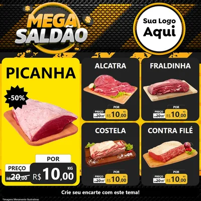 Modelo de Rede Social para Feed Facebook com o tema Mega Saldão para Açougue