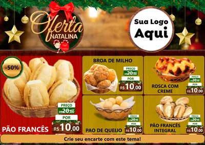 Modelo de Encarte para Encarte A4 Horizontal com o tema Ofertas Natalina para Padaria
