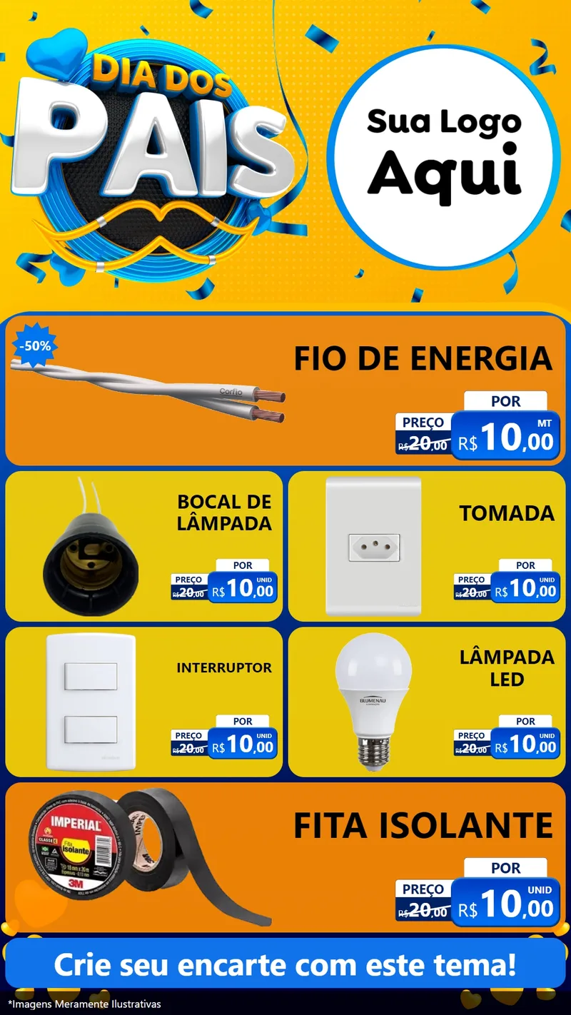 Modelo de TV para TV Vertical com o tema Dia dos Pais para Materiais Elétricos