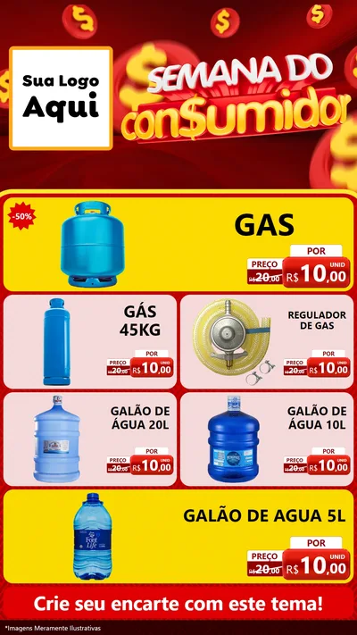Modelo de TV para TV Vertical com o tema Semana do Consumidor para Água e gás