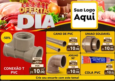 Modelo de Encarte para Encarte A4 Horizontal com o tema Ofertas do Dia para Tubos e conexões