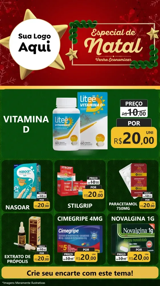 Modelo de Rede Social para Stories com o tema Especial de Natal para Farmácia