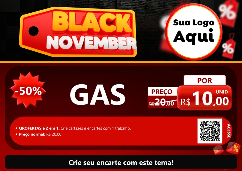 Modelo de Cartaz para Cartaz A4 Horizontal com o tema Black November para Água e gás