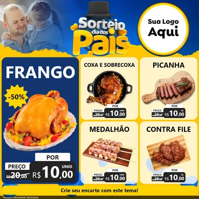 Modelo de Rede Social para Feed Facebook com o tema Sorteio Dia Dos Pais para Assados