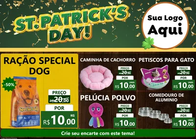 Modelo de Encarte para Encarte A4 Horizontal com o tema St Patriks Day para Pet Shop