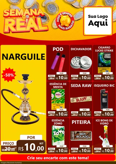 Modelo de Encarte para Encarte A4 Vertical com o tema Semana do Real para Tabacaria
