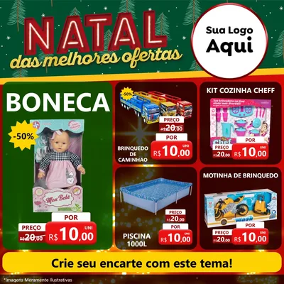 Modelo de Rede Social para Feed Facebook com o tema Natal das Melhores Ofertas para Brinquedos