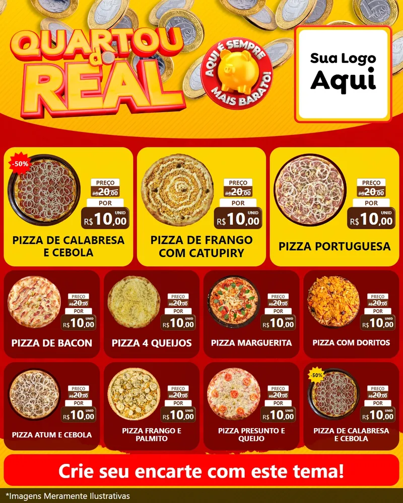 Modelo de Rede Social para Feed Instagram com o tema Quartou do Real para Pizzaria