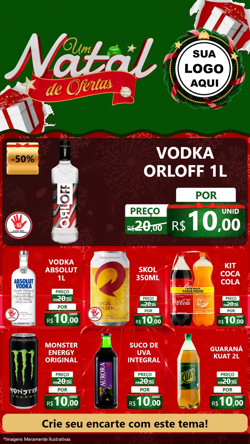 Modelo de Rede Social para Stories com o tema Um Natal de Ofertas para Distribuidora de bebidas