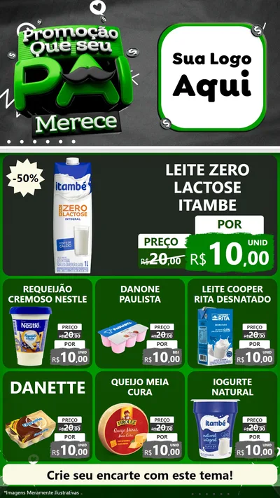Modelo de Rede Social para Stories com o tema Promoção Que seu Pai Merece para Frios e Laticínios