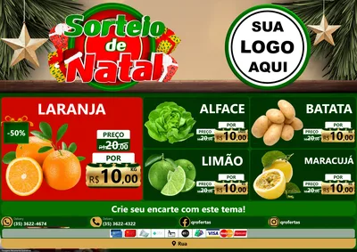 Modelo de Encarte para Encarte A4 Horizontal com o tema Sorteio de Natal para Hortifrúti