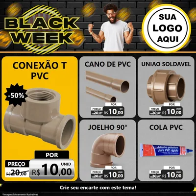 Modelo de Rede Social para Feed Facebook com o tema Black Week para Tubos e conexões