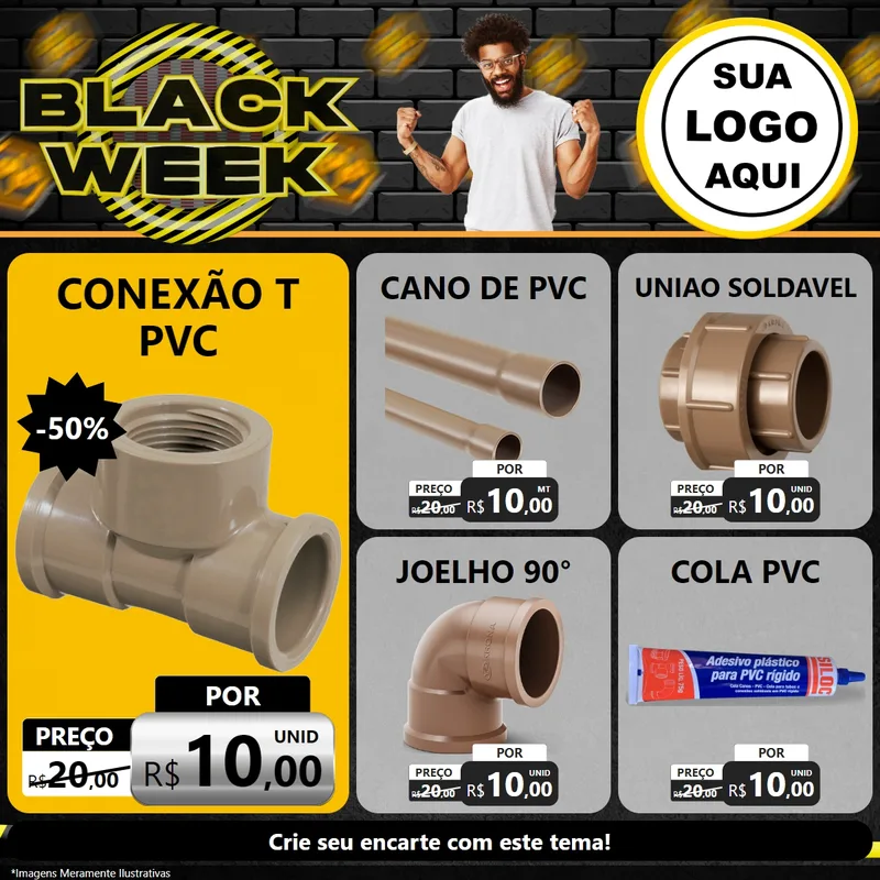 Modelo de Rede Social para Feed Facebook com o tema Black Week para Tubos e conexões
