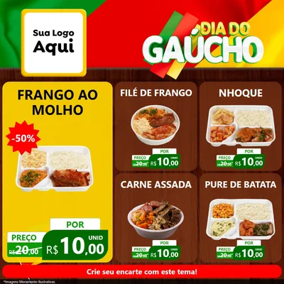 Modelo de Rede Social para Feed Facebook com o tema Dia do Gaúcho para Restaurante