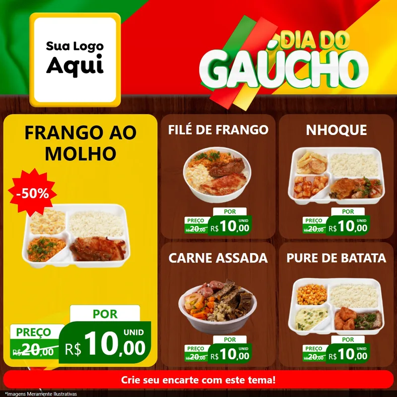 Modelo de Rede Social para Feed Facebook com o tema Dia do Gaúcho para Restaurante