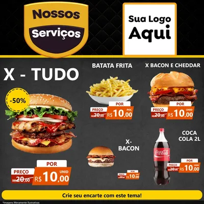 Modelo de Rede Social para Feed Facebook com o tema Nossos Serviços para Hamburgueria