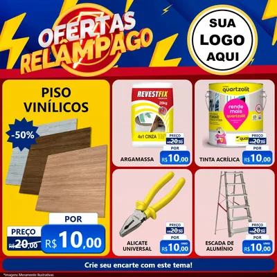 Modelo de Rede Social para Feed Facebook com o tema Ofertas Relâmpago para Material para Construção