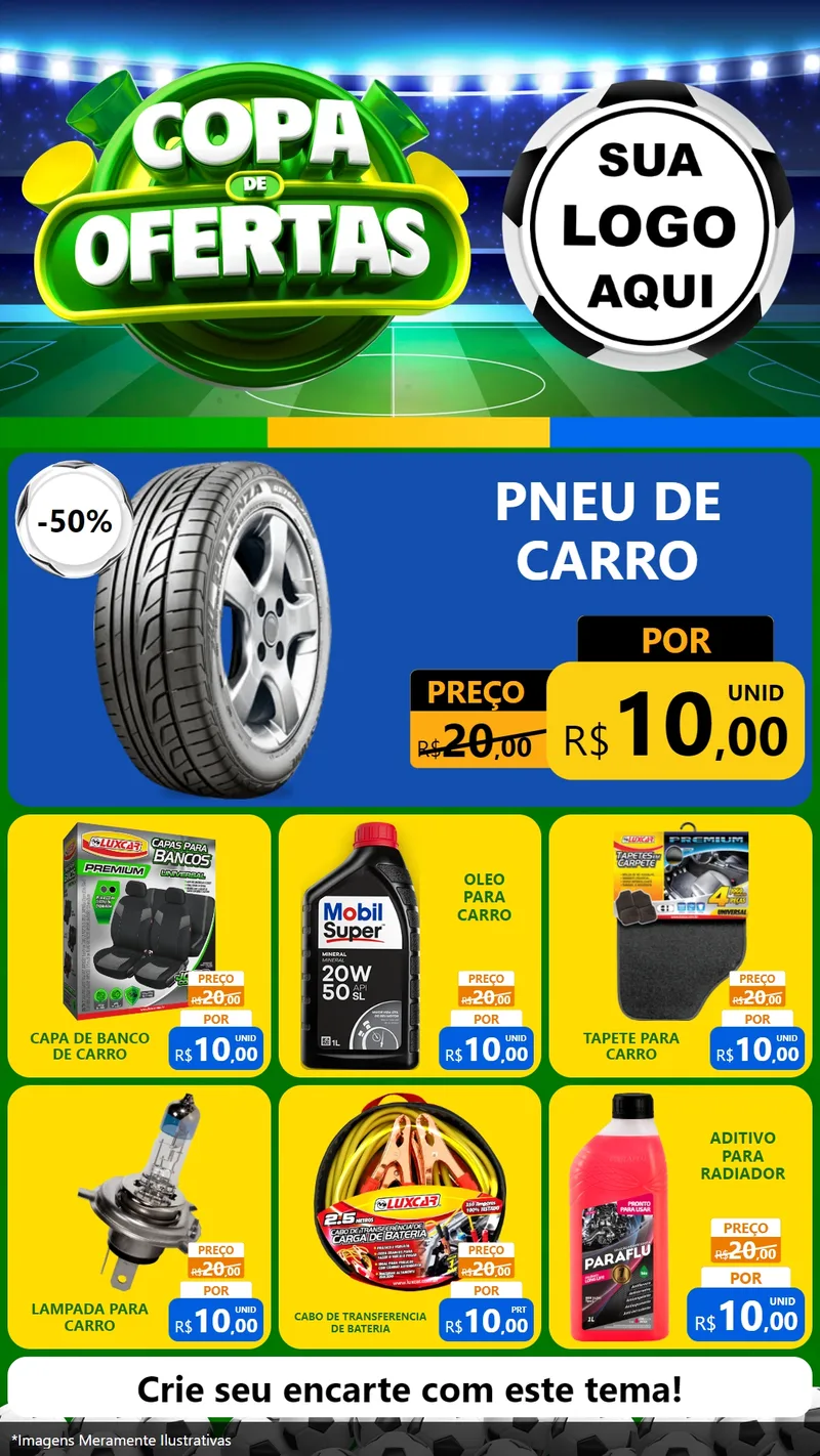 Modelo de Rede Social para Stories com o tema Copa de Ofertas para Auto peças