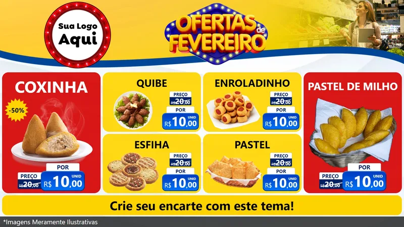 Modelo de TV para TV Horizontal com o tema Ofertas de Fevereiro para Salgadaria