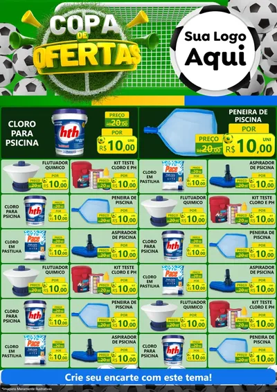 Modelo de Encarte para Encarte A4 Vertical com o tema Copa De Ofertas para Produtos para Piscina