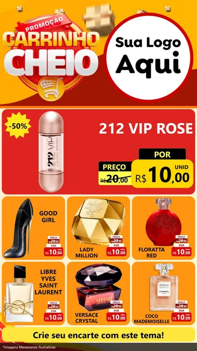 Modelo de Rede Social para Stories com o tema Promoção carrinho cheio para Perfumes