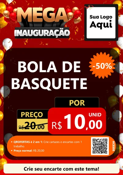 Modelo de Cartaz para Cartaz A4 Vertical com o tema Mega Inauguração para Artigos Esportivos