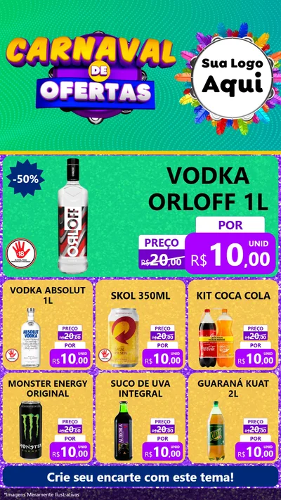Modelo de Rede Social para Stories com o tema Carnaval de Ofertas para Distribuidora de bebidas