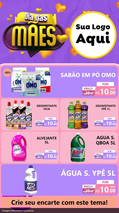 Modelo de TV para TV Vertical com o tema Dia das Mães para Produtos de Limpeza