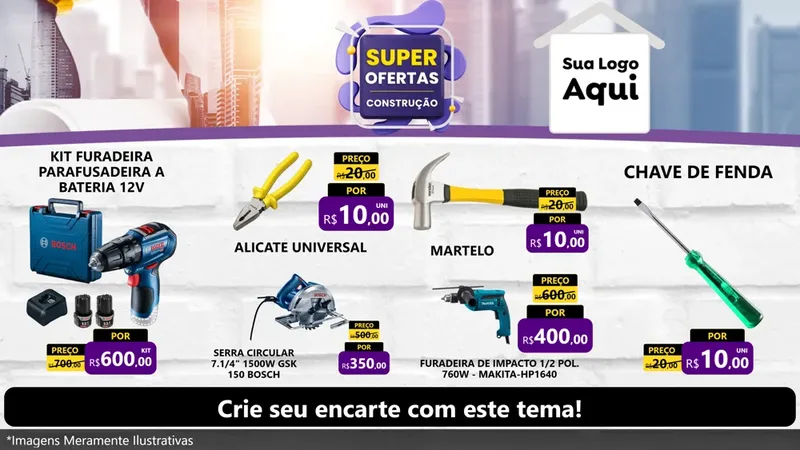 Modelo de TV para TV Horizontal com o tema Super Ofertas - Construção para Maquinas e Ferramentas