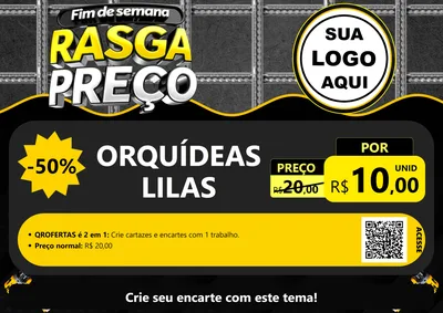 Modelo de Cartaz para Cartaz A4 Horizontal com o tema Fim de Semana Rasga Preço para Floricultura e jardim