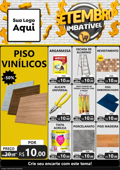 Modelo de Encarte para Encarte A4 Vertical com o tema Setembro Imbatível para Material para Construção